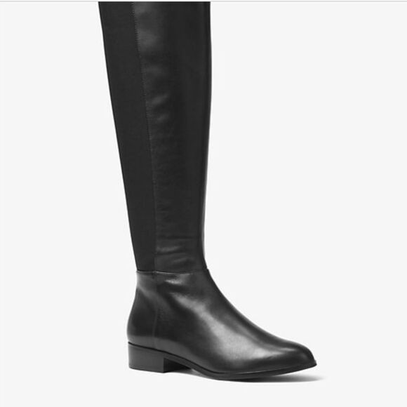 Michael Kors Black Nappa Leather Bromley Riding Tall Boot Us 7.5 - Picture 2 of 16